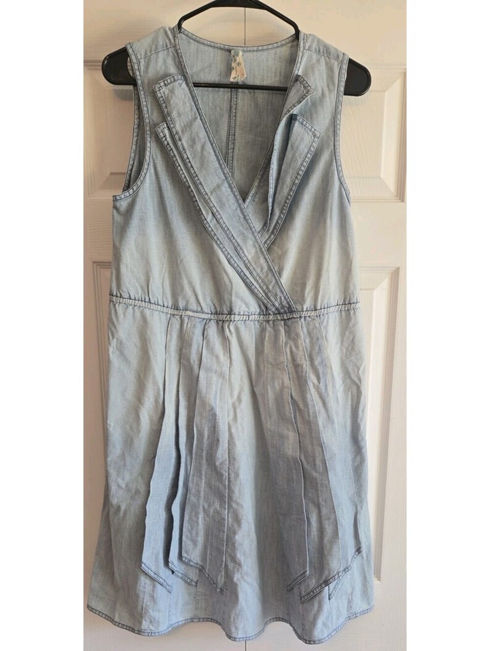 Maeve Anthropologie Chambray Dress Blue Sz M boho Cottage Core stone washed